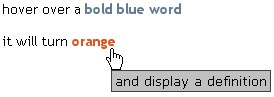 hover over a word to read its definition